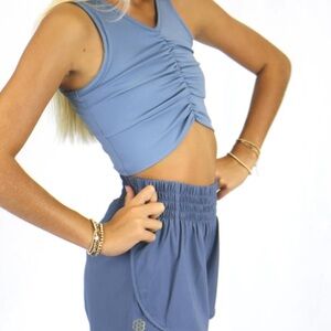 High Waist Blue Women's Shorts
